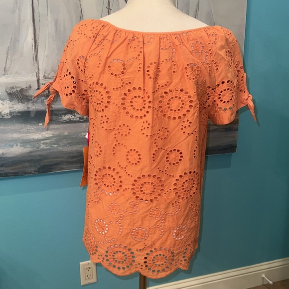 NWT Ruby Rd. Gypsy Spirt Orange Spice Eyelet Shirt, PS - Picture 4 of 9